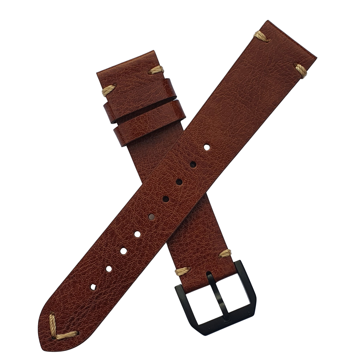 Max Genuine Leather Watch Strap PDV Buckle Crazy Horse or Litchi Grain