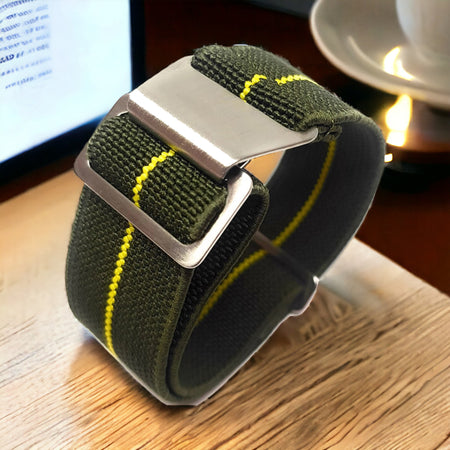 Max French Marine Nationale Elastic Watch Strap Green/Yellow