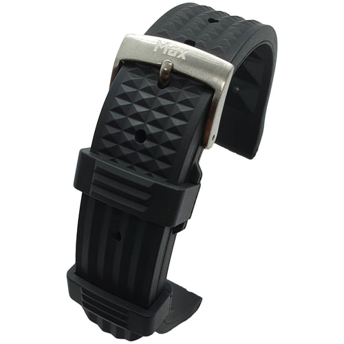 Max FKM Rubber Waffle Style Quick Release Watch Strap Black
