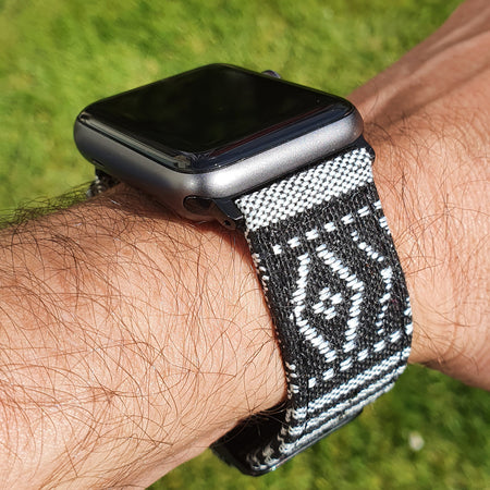 Max Tribal Fabric Watch Strap Compatible with all Apple iWatch Black/Grey