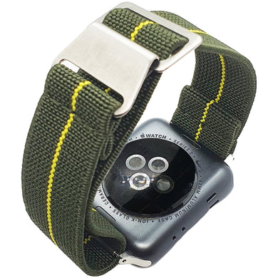 Max French Marine Nationale Elastic Apple Watch Strap Green/Yellow