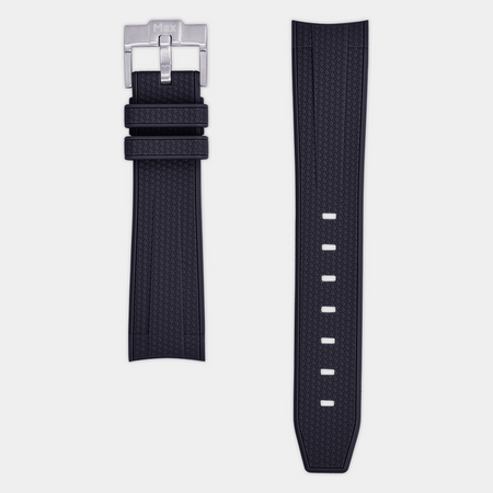 Max Curved End FKM Rubber 20mm Watch Strap Black
