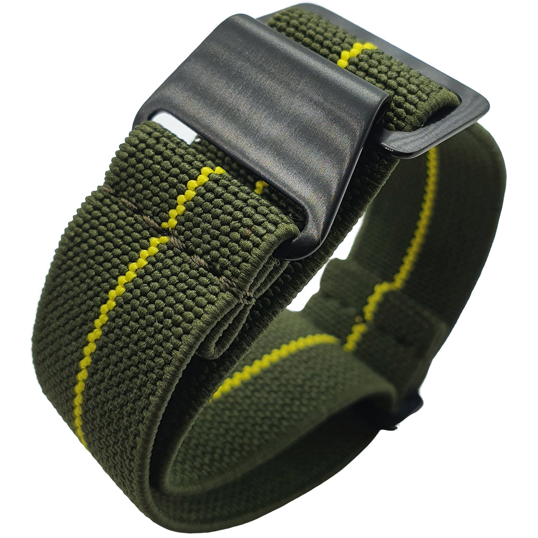 Max French Marine Nationale Elastic Watch Strap Green/Yellow PVD