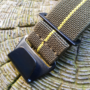 Max French Marine Nationale Elastic Watch Strap Green/Yellow PVD