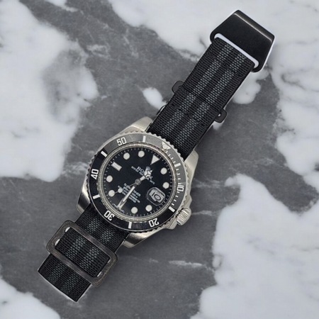 Max French Marine Nationale Elastic Watch Strap Black/Grey PVD