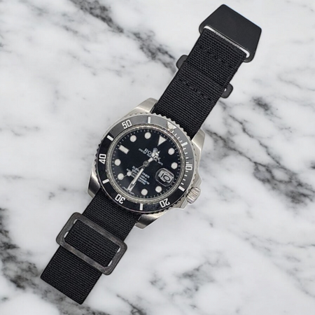 Max French Marine Nationale Elastic Watch Strap Black PVD