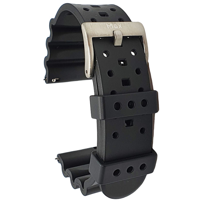 Max Wave Quick Release Silicone Soft Rubber Watch Strap Black