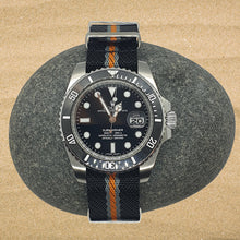 Load image into Gallery viewer, Max Premium Nylon NATO Watch Strap Black/Orange/Grey