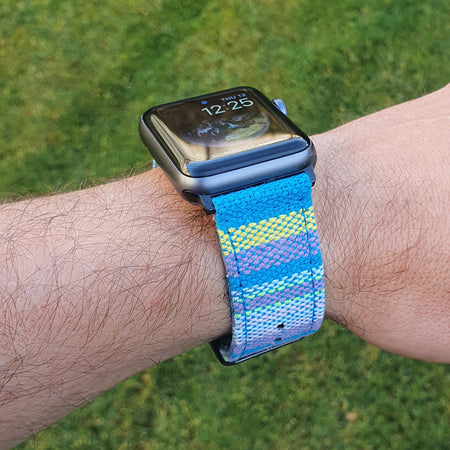 Max Tribal Fabric Watch Strap Compatible with all Apple iWatch Blue Multi-Coloured