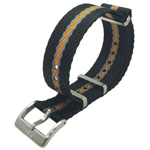 Max Premium Nylon NATO Watch Strap Black/Orange/Grey