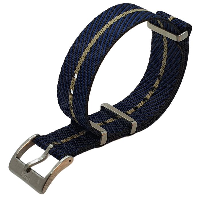 Max Premium Nylon NATO Watch Strap Black/Navy/Khaki