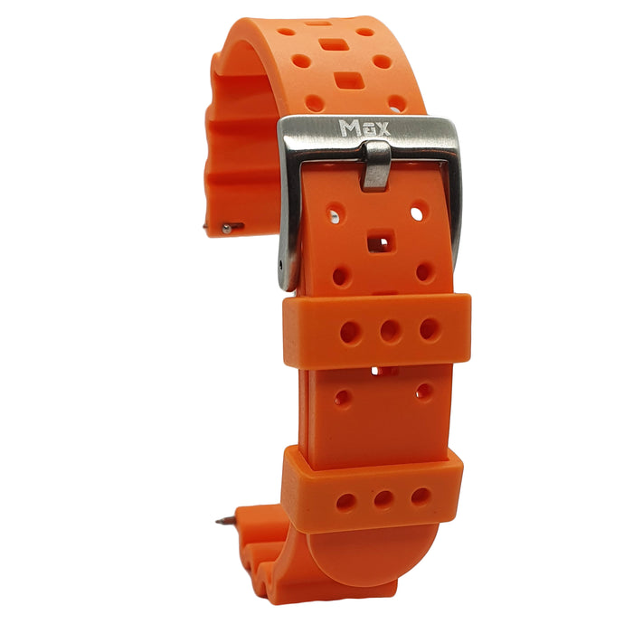 Max Wave Quick Release Silicone Soft Rubber Watch Strap Orange