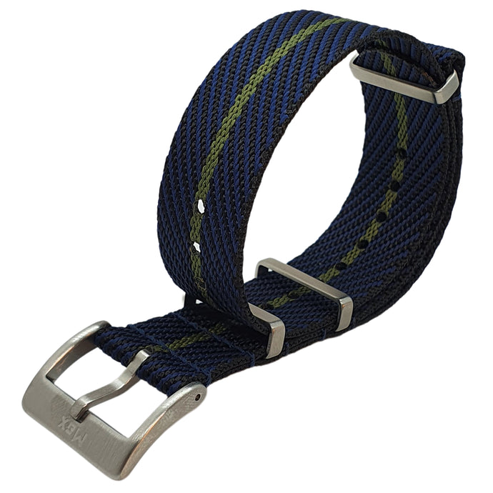 Max Premium Nylon NATO Watch Strap Black/Navy/Green