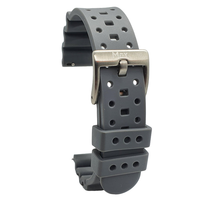 Max Wave Quick Release Silicone Soft Rubber Watch Strap Grey