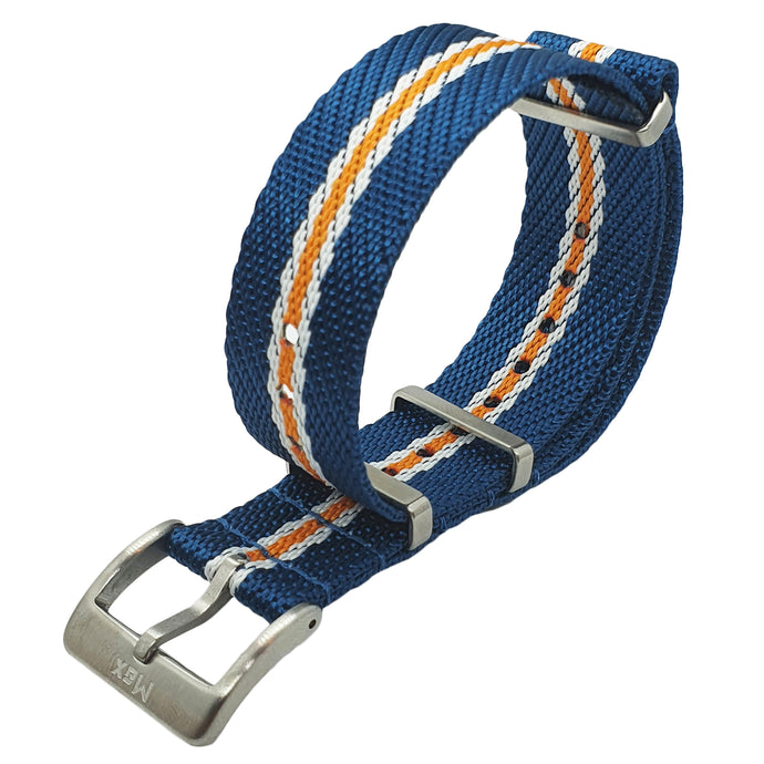 Max Premium Nylon NATO Watch Strap Blue/White/ Orange