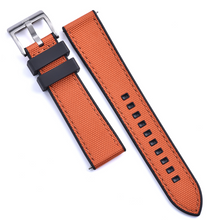 Load image into Gallery viewer, Max Sailcloth Watch Strap Black FKM Orange Sailcloth