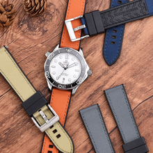 Load image into Gallery viewer, Max Sailcloth Watch Strap Black FKM Orange Sailcloth