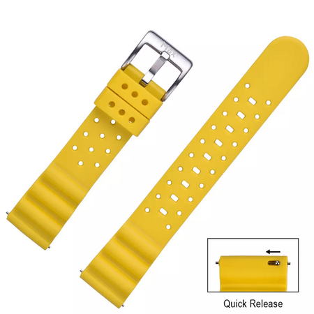 Max Wave Quick Release Silicone Soft Rubber Watch Strap Yellow