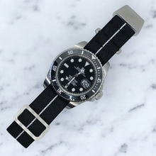 Load image into Gallery viewer, Max French Marine Nationale Elastic Watch Strap Black/White