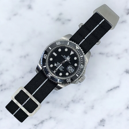Max French Marine Nationale Elastic Watch Strap Black/White