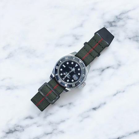 Max French Marine Nationale Elastic Watch Strap Green/Red PVD