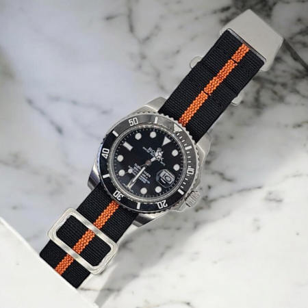 Max French Marine Nationale Elastic Watch Strap Black/Orange