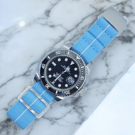 Max French Marine Nationale Elastic Watch Strap Light Blue/White