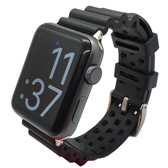 Max Apple Silicon Soft Rubber Replacement Watch Strap Black