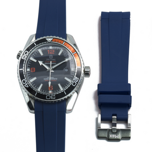 Max Curved End Watch Strap No Groove Blue