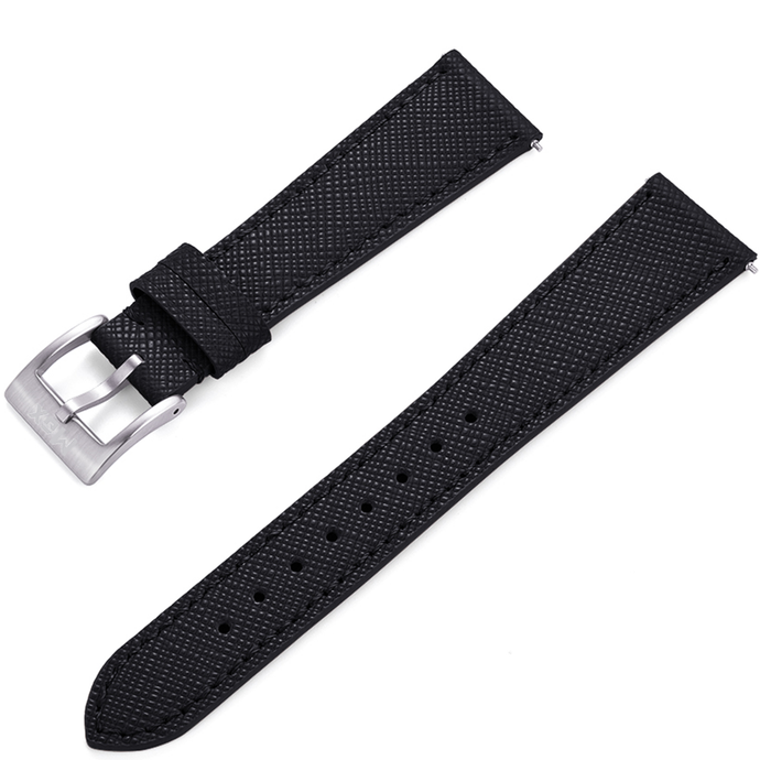 Max Epsom Leather Watch Strap Black