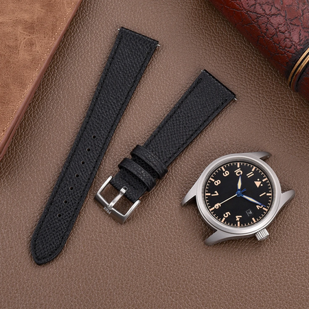Max Epsom Leather Watch Strap Black