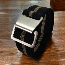 Load image into Gallery viewer, Max French Marine Nationale Elastic Watch Strap Black/Khaki Thick