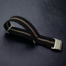 Load image into Gallery viewer, Max French Marine Nationale Elastic Watch Strap Black/Khaki Thick