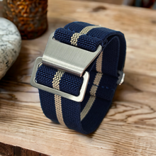 Load image into Gallery viewer, Max French Marine Nationale Elastic Watch Strap Blue/Khaki