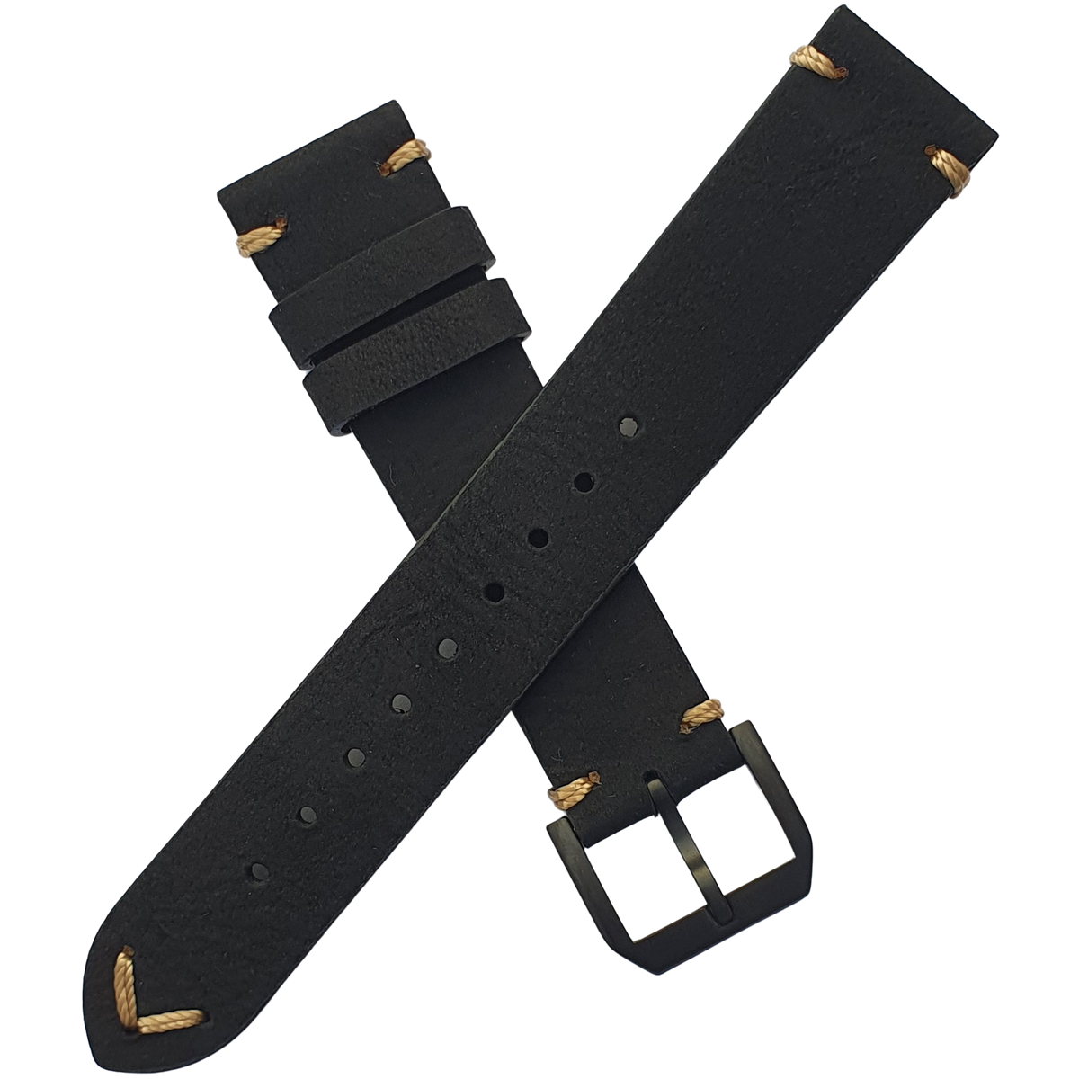 Max Genuine Leather Watch Strap PDV Buckle Crazy Horse or Litchi Grain