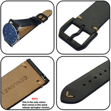 Load image into Gallery viewer, Max Original Genuine Leather Watch Strap Oil Wax Black Quick Release