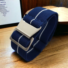 Load image into Gallery viewer, Max French Marine Nationale Elastic Watch Strap Navy Blue/White