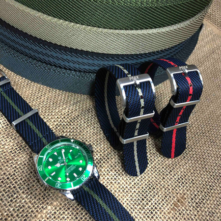 Max Premium Nylon NATO Watch Strap Black/Navy/Green