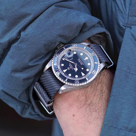 Max Premium Nylon NATO Watch Strap Navy Blue/Black