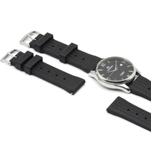 Load image into Gallery viewer, Max FKM Rubber Waffle Style Quick Release Watch Strap Black