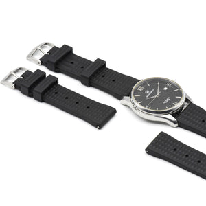 Max FKM Rubber Waffle Style Quick Release Watch Strap Black
