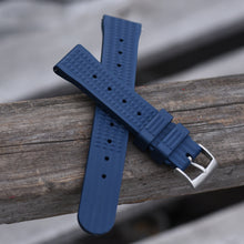 Load image into Gallery viewer, Max FKM Rubber Waffle Style Quick Release Watch Strap Navy Blue
