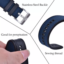 Load image into Gallery viewer, Max Sailcloth Watch Strap Black FKM Orange Sailcloth