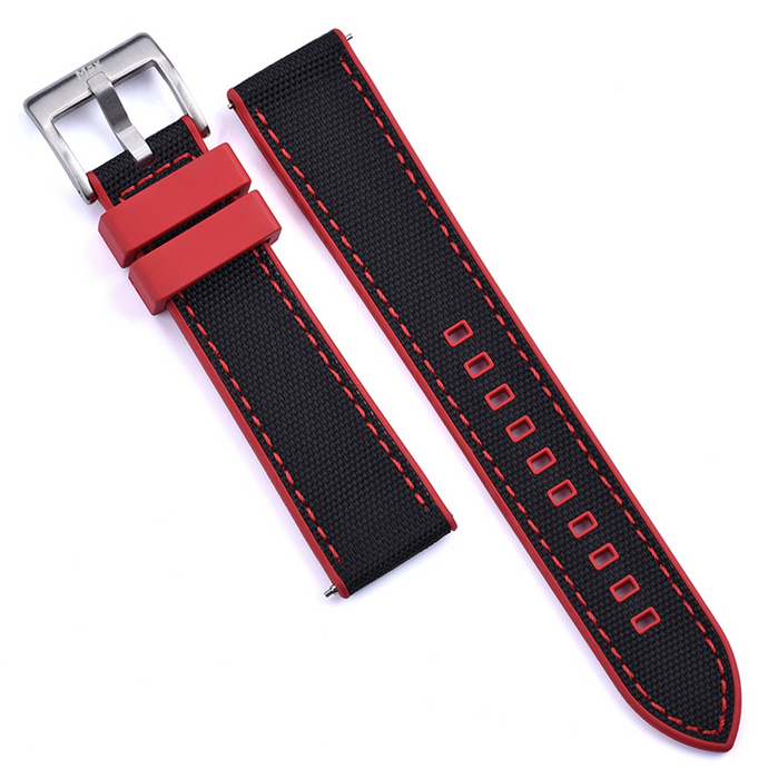 Max Sailcloth Watch Strap  Red FKM Black Sailcloth