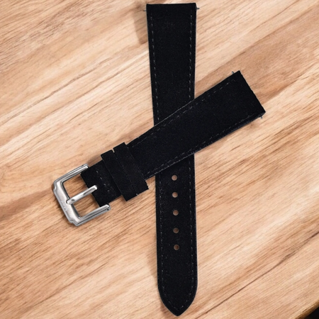 Max Suede Leather Watch Strap Black