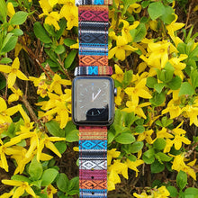 Load image into Gallery viewer, Max Tribal Fabric Watch Strap Compatible with all Apple iWatch Red/Blue Multi-Coloured