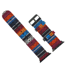 Load image into Gallery viewer, Max Tribal Fabric Watch Strap Compatible with all Apple iWatch Red/Blue Multi-Coloured