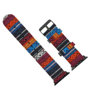 Max Tribal Fabric Watch Strap Compatible with all Apple iWatch Red/Blue Multi-Coloured