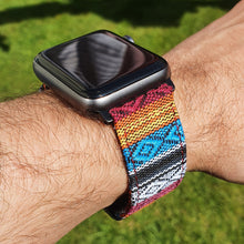 Load image into Gallery viewer, Max Tribal Fabric Watch Strap Compatible with all Apple iWatch Red/Blue Multi-Coloured
