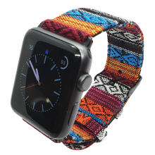 Load image into Gallery viewer, Max Tribal Fabric Watch Strap Compatible with all Apple iWatch Red/Blue Multi-Coloured